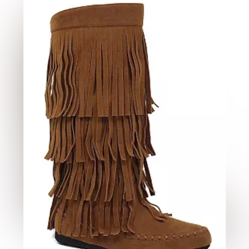 Rampage Brown Fringe Moccasin Mid~Calf Boots a little BNWOB Festival, Gypsy